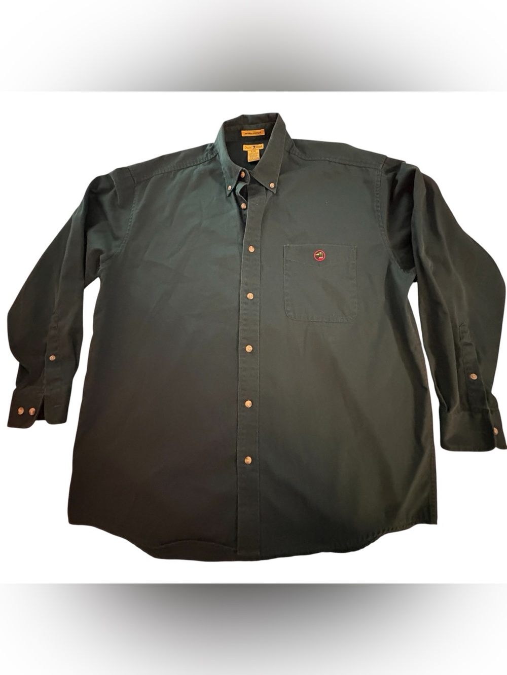 Duck Head Dark Green Button-Down Shirt with Pocket Logo